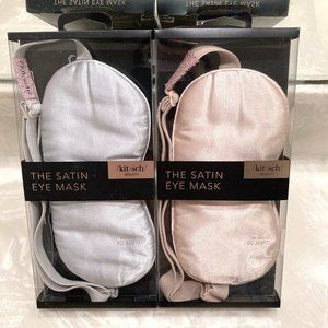 The Satin Eye Mask by Kitsch (Blush and Silver, sold as a pair)